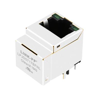 HFJV1-1G06-L11RL गीगाबिट RJ45 वर्टिकल मैगजैक 1000 बेस-टी ग्रीन/ग्रीन एलईडी LPJD0717BFNL