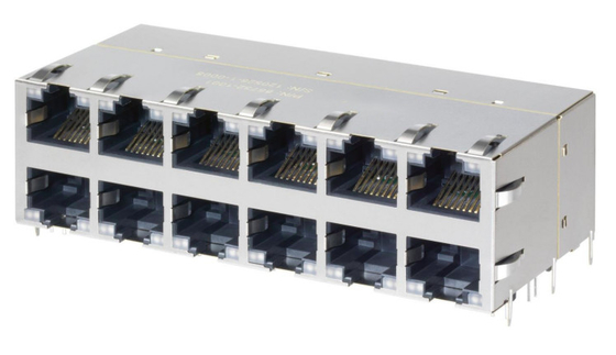 2x6 RJ45 मल्टी कनेक्टर 85732-1008 एलईडी के साथ सक्षम PSE PoE+