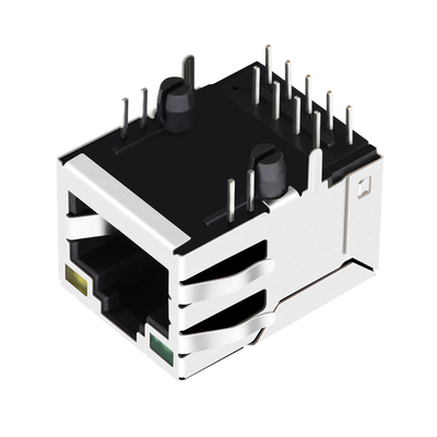JXD0-0010NL 1 पोर्ट टैब डाउन 100 बेस-टी RJ45 मैगजैक ग्रीन / येलो एलईडी के साथ