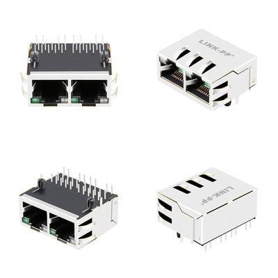 10G बेस-टी टैब 1x2 पोर्ट Rj45 ईथरनेट कनेक्टर एलईडी के साथ परिरक्षित JTL-U1002NL