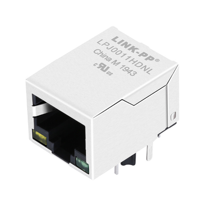 HFJ11-2450E-S1L21RL टैब डाउन 10/100 बेस-टी RJ45 जैक कनेक्टर मैग्नेटिक्स के साथ पीला / हरा एलईडी