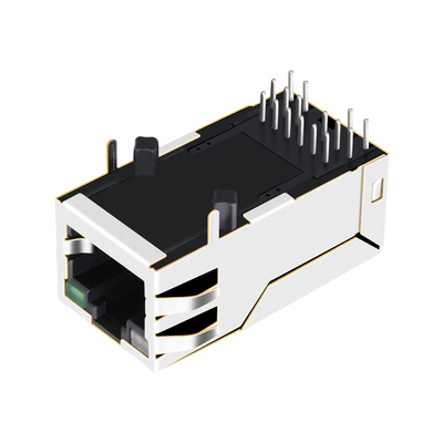 2250331-1 2.5G बेस-टी सिंगल पोर्ट टैब UP POE+ RJ45 मैग्नेटिक जैक विथ GO/G LEDs