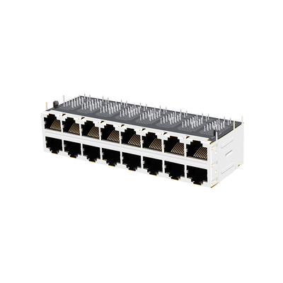 JT5-2870NL 2x8 RJ45 जैक कनेक्टर एक्टिव टैब डाउन 10G बेस-टी साइड एंट्री