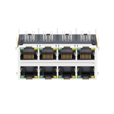 एलईडी के साथ 2x4 RJ45 चुंबकीय कनेक्टर JT5-2410NL संगत लिंक PP 10G बेस-टी
