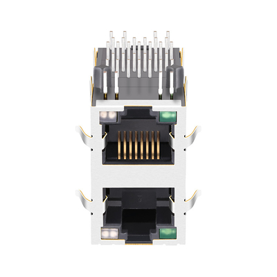 0845-2R1T-E4 2x1 पोर्ट कनेक्टर RJ45 MagJack 13p8c 100/1000 बेस-टी G/YG LED के साथ