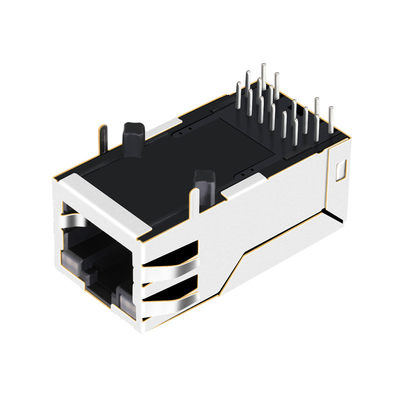2250368-1 टैब अप 10G बेस-टी RJ45 मैगजैक कनेक्टर सिंगल पोर्ट 4PPoE 60W GY / GY एलईडी के साथ