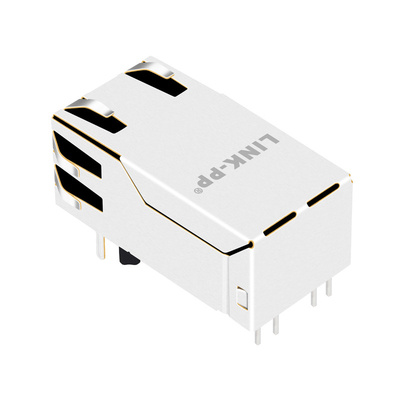 0826-1X1T-KL-F 4PPoE 100W सिंगल पोर्ट 5G बेस-टी चुंबकीय RJ45 जैक टैब एलईडी के साथ