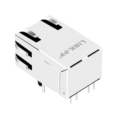 0875-1A1T-P2 6PIN RJ45 चुंबकीय जैक 1X1 पोर्ट टैब अप ग्रीन / येलो एलईडी RoHS