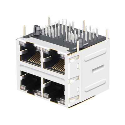 JT5-2210NL 10G बेस-टी 2x2 पोर्ट Rj45 जैक JT5-2210NL 12p8c THT एलईडी के साथ
