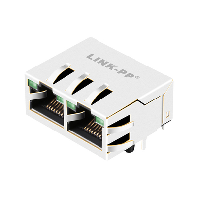 JGL-0001NL लो प्रोफाइल 1x2 पोर्ट गिगाबिट 1000 BASE-T RJ45 जैक टैब अप ग्रीन/ग्रीन लेड