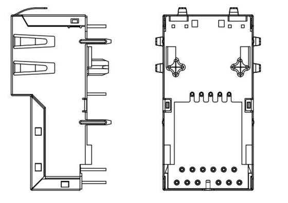 J1V-U2100NL 1000BASE-T वर्टिकल RJ45 ईथरनेट कनेक्टर POE टॉप एंट्री Y/GG LED