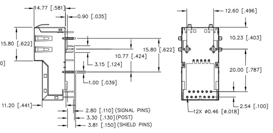 J1V-U7000NL 10G बेस-टी टॉप एंट्री वर्टिकल RJ45 कनेक्टर 4PAIR POE 60W एलईडी के साथ