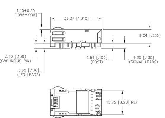 JT3-1105HL 10GBASE-T 1X1 पोर्ट टैब डाउन RJ45 मैगजैक 12PIN GG/Y LED