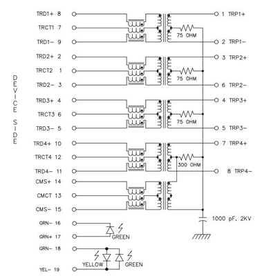 JT3-1115HL सिंगल पोर्ट टैब डाउन 10GBASE-T RJ45 जैक फीमेल कनेक्टर GY/G LED