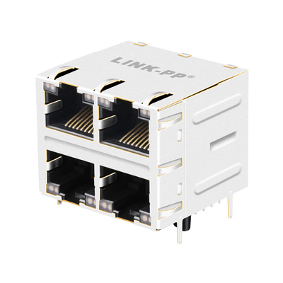 JT5-2270NL 2X2 पोर्ट 1000BASE-T RJ45 मैगजैक कनेक्टर लाइट पाइप के साथ