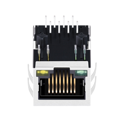 ARJM11A1-009-AB-EW2 100 BASE-T 8P8C सिंगल पोर्ट RJ45 चुंबकीय कनेक्टर टैब डाउन
