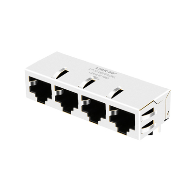 J8064E64NL बिना LED 1x4 पोर्ट ईथरनेट RJ45 जैक 100 बेस-टी टैब डाउन LPJF46204CNL