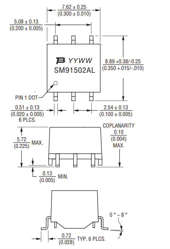 SM91502AL BMS Transformer  Datasheet - Dimensions